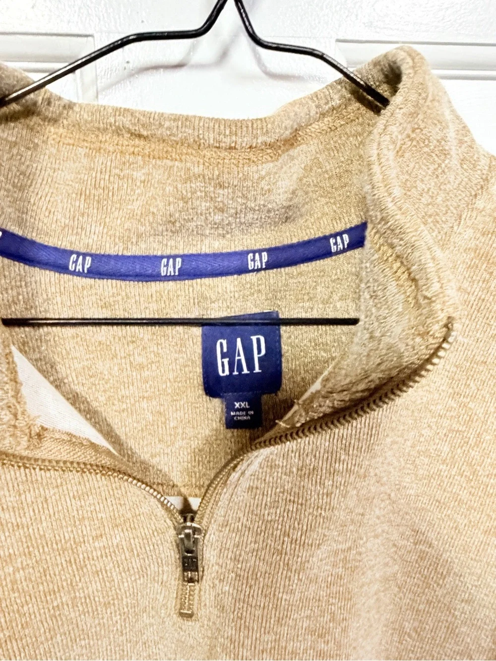 GAP Men's Zip-Neck Sweater in Tan